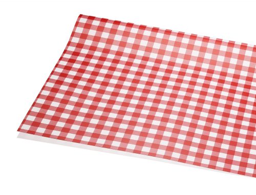 063020 PLASTIC WRAPPING SHEET, SET OF 20, CHEKED PATTERN, RED