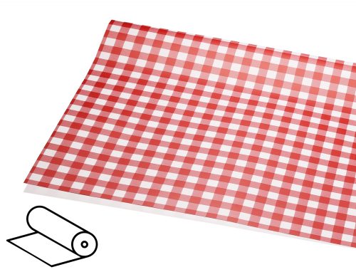 063021 PLASTIC WRAPPING ROLL, CHEKED PATTERN, RED