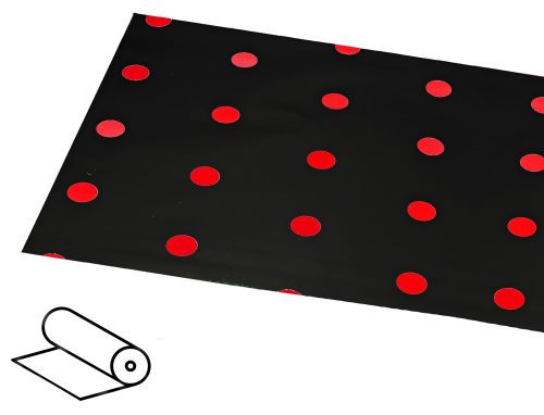 063071 PLASTIC WRAPPING ROLL, BLACK WITH RED DOTS
