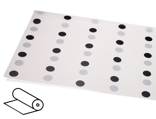 063073 PLASTIC WRAPPING ROLL, WHITE WITH BLUE DOTS