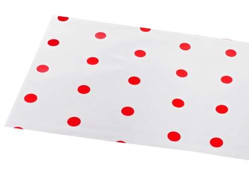 PLASTIC WRAPPING SHEET, SET OF 20, WHITE WITH RED DOTS