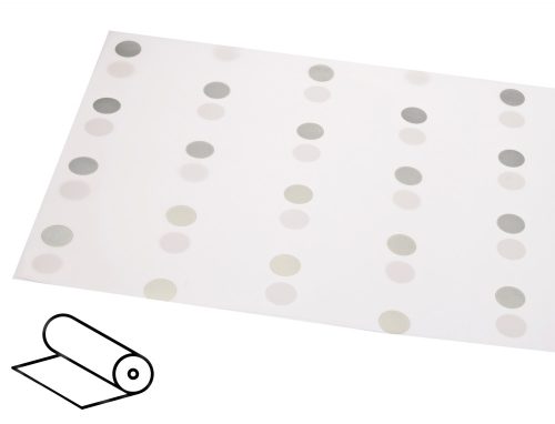 063077 PLASTIC WRAPPING ROLL, WHITE WITH SILVER DOTS