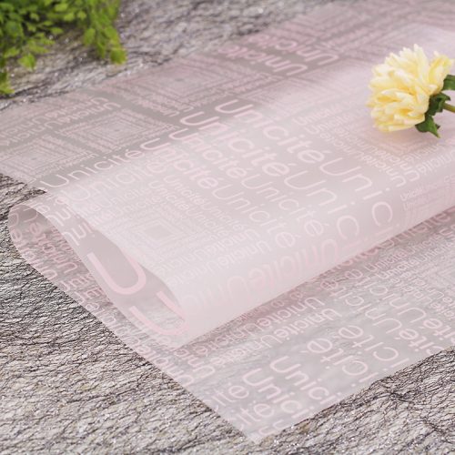 063090 PLASTIC WRAPPING SHEET, SET OF 20, WITH NEWSPAPER PATTERN PASTEL ROSE