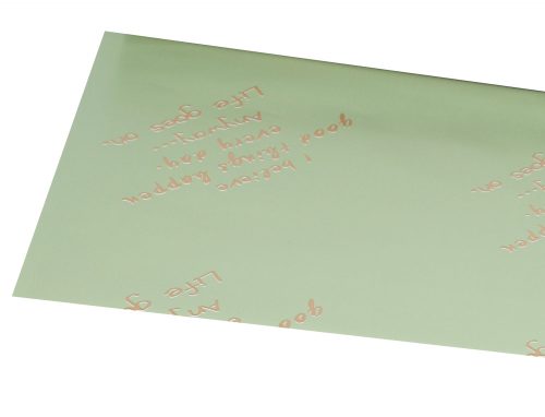 063194 PLASTIC WRAPPING SHEET, SET OF 20, I BELIVE GOOD THINGS HAPPEN EVERY DAY. ANYWAY... LIFE GOES ON SIGN, GREEN