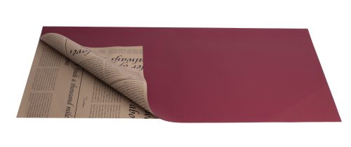 063751 PLASTIC WRAPPING ROLL, 2 SIDED, NEWSPAPER PATTERN, CLARET