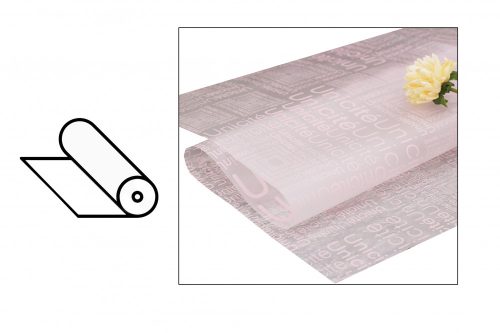 063830 PLASTIC WRAPPING ROLL, WITH NEWSPAPER PATTERN PASTEL ROSE