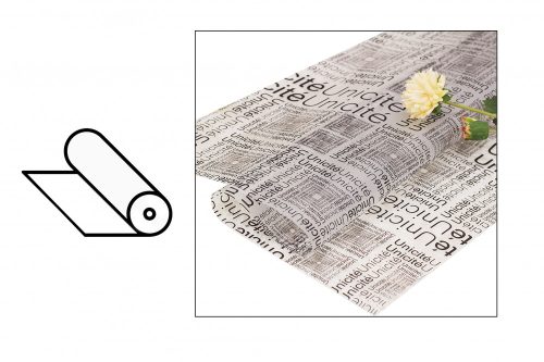 063831 PLASTIC WRAPPING ROLL, WITH NEWSPAPER PATTERN PASTEL BLACK