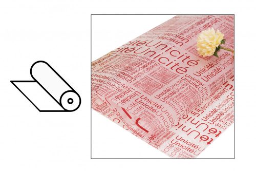 063833 PLASTIC WRAPPING ROLL, WITH NEWSPAPER PATTERN PASTEL RED