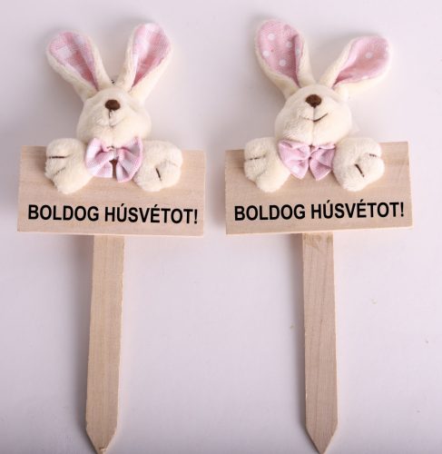 WOODEN DECORATION SIGN WITH TEXTILE RABBIT, PURPLE, BOLDOG HÚSVÉTOT SIGN