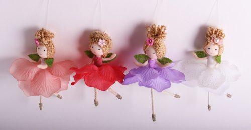 067498 TEXTILE HANGING DECORATION FLOWERFAIRY, RED-GREEN