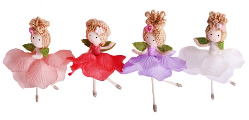 TEXTILE HANGING DECORATION FLOWERFAIRY, RED-GREEN
