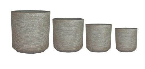 OUTDOOR PLANT POT  CYLINDER SHAPE  SET OF 4   GREY