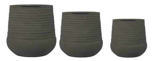 100318 OUTDOOR PLANT POT  ROUND  SET OF 3   BROWN