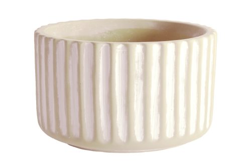 167573 CEMENT PLANT POT, ROUND SHAPED, RIBBED, WHITE