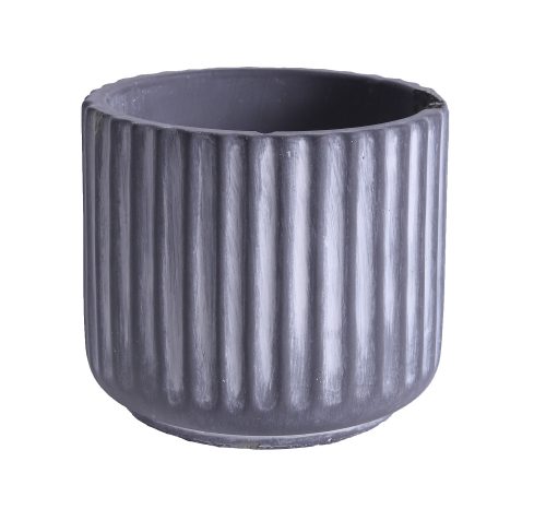 167576 CEMENT PLANT POT, ROUND SHAPED, RIBBED, GRAY