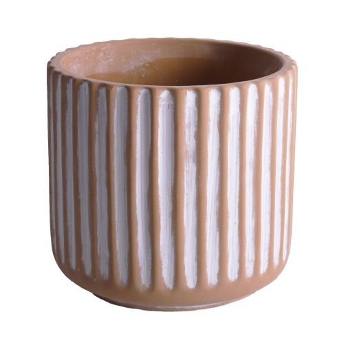 167588 CEMENT PLANT POT, ROUND SHAPED, RIBBED, TERRACOTTA