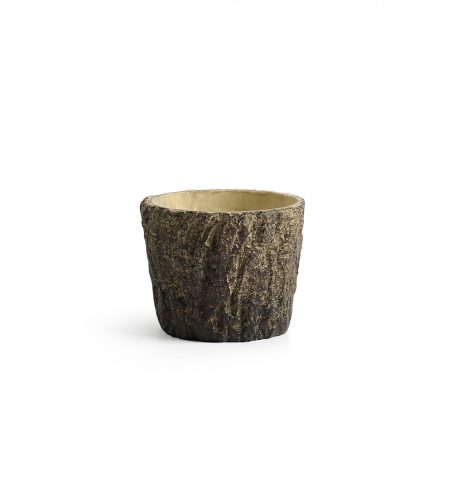 167859 CEMENT PLANT POT, ROUND SHAPED, BARK PATTERN, BROW