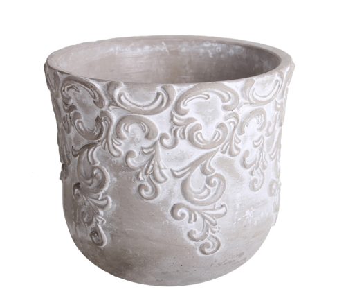 168116 BETON PLANT POT TENDRIL PATTERN GREY