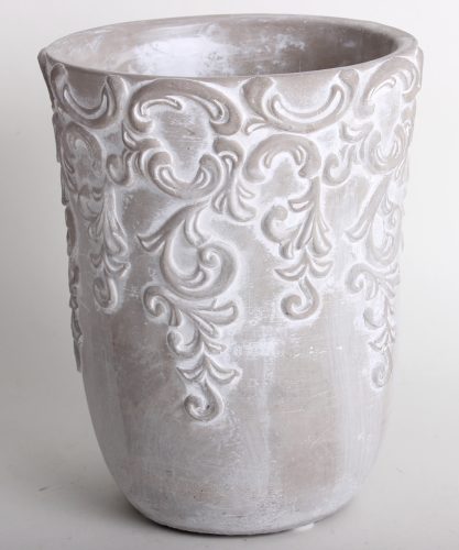 CEMENT PLANT POT TENDRIL PATTERN GRAY