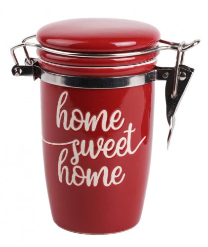 172056 CERAMIC BUCKLED GLASS  HOME SWEET HOME LETTERING RED