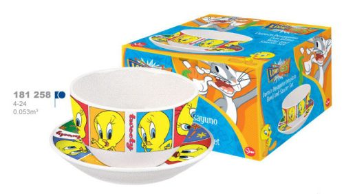 DISNEY CERAMIC TWEETY BREAKFAST BOWL WITH SAUCER