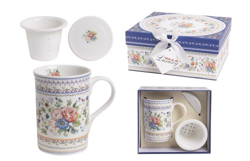 183268 CERAMIC TEA MUG WITH FILTER HOLDER  IN GIFT BOX