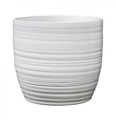 CERAMIC PLANT POT, BERGAMO, SHINY WHITE