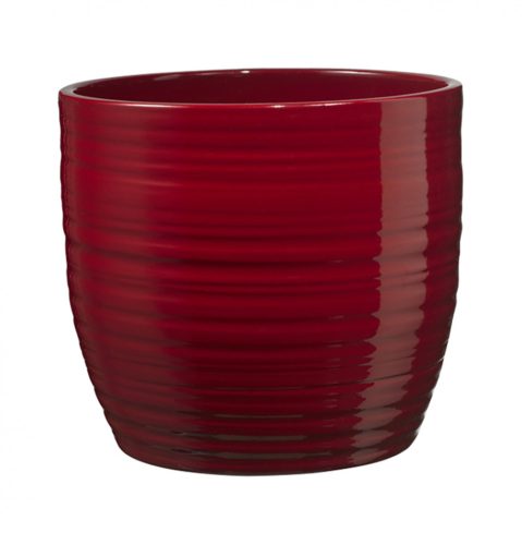 CERAMIC PLANT POT, BERGAMO, SHINY BORDEAUX