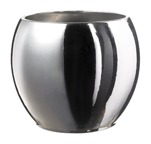 CERAMIC PLANT POT, ALBERTA METALLIC, SILVER