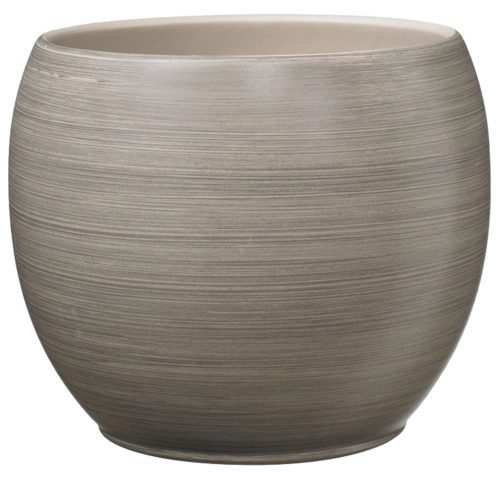 CERAMIC PLANT POT, ALBERTA FASHION, WOOD OPTICS BROWN