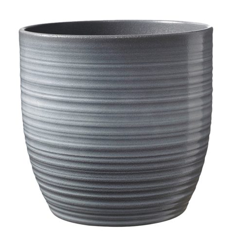 CERAMIC PLANT POT, BERGAMO, GRAY