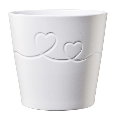 192545 CERAMIC PLANT POT,  ENDLESS LOVE, MATTE WHITE