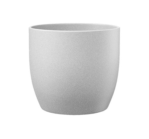 CERAMIC PLANT POT, BASEL STONE, LIGHT GRAY