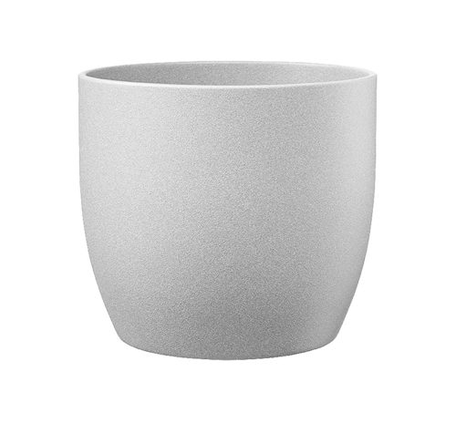 CERAMIC PLANT POT, BASEL STONE, LIGHT GRAY