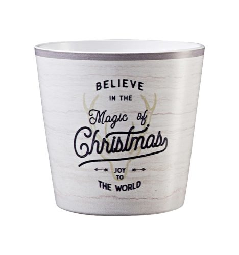 193179 CERAMIC  PLANT POT, DALLAS CHRISTMAS, BELIEVE IN THE MAGIC OF CHRISTMAS JOY TO THE WORLD SIGN
