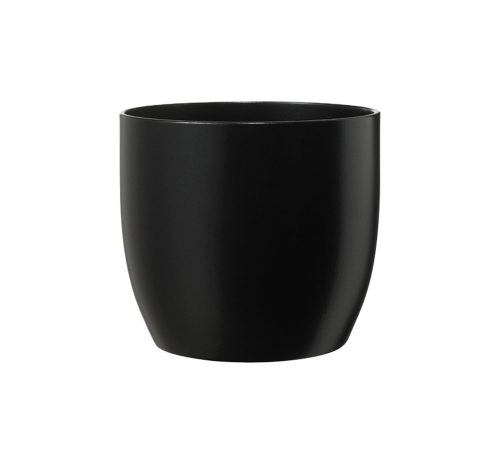 CERAMIC PLANT POT, BASEL FASHION, MATTE BLACK