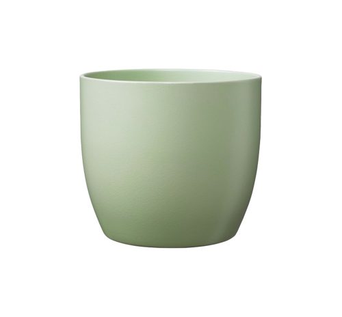 CERAMIC PLANT POT, BASEL FASHION, MATTE LINDEN GREEN