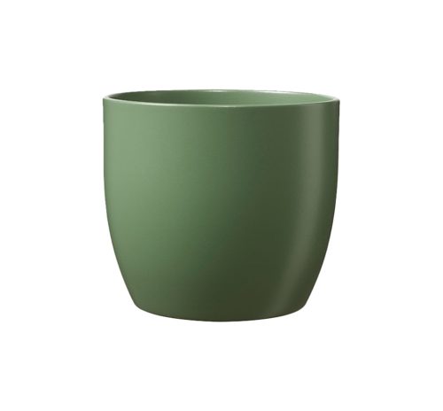 CERAMIC PLANT POT, BASEL FASHION, MATTE MOSS GREEN