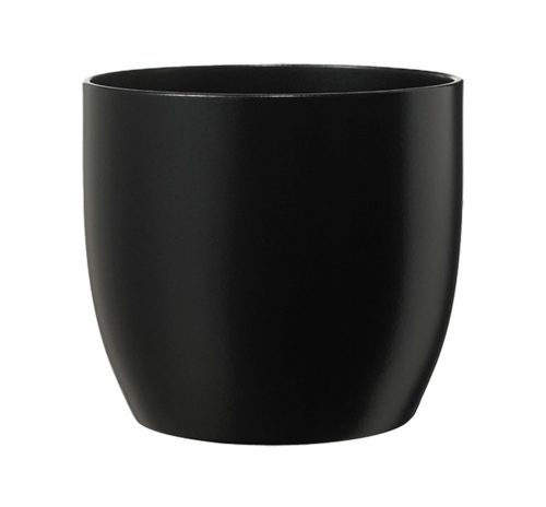 CERAMIC PLANT POT, BASEL FASHION, MATTE BLACK