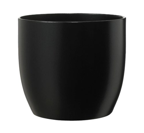 CERAMIC PLANT POT, BASEL FASHION, MATTE BLACK