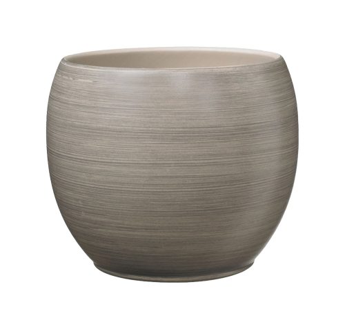 CERAMIC PLANT POT, ALBERTA FASHION, WOOD OPTICS BROWN