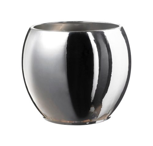 CERAMIC PLANT POT, ALBERTA METALLIC, SILVER