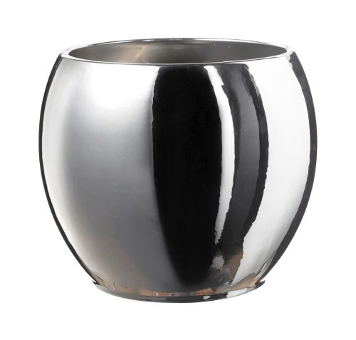 CERAMIC PLANT POT, ALBERTA METALLIC, SILVER