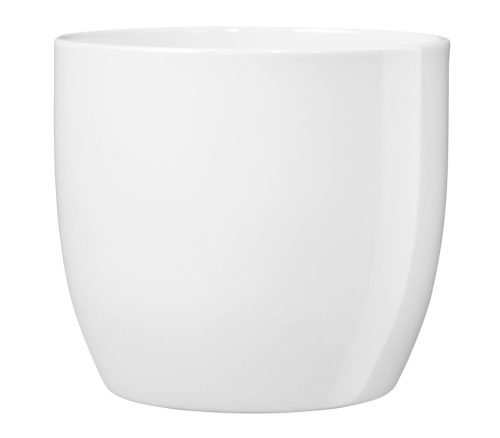 CERAMIC PLANT POT, BASEL FULL COLOR, SHINY WHITE