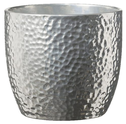 CERAMIC PLANT POT, BOSTON METTALIC SILVER