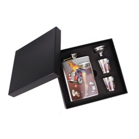   STAINLESS STEEL HIP FLASK GIFT SET IN GIFT BOX, WOMEN, SET OF 4 - HIP FLASK AND 2 CUPS AND FUNNEL