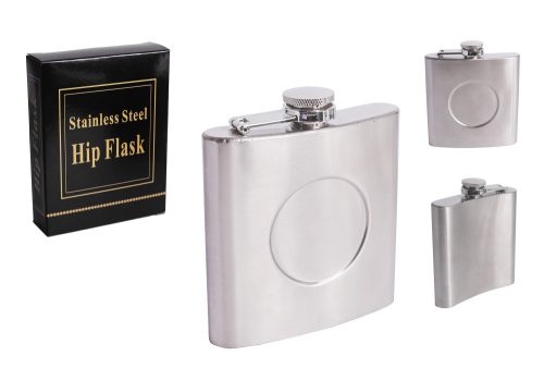 202265 STAINLESS STEEL HIP FLASK WITH PLACE FOR LOGO