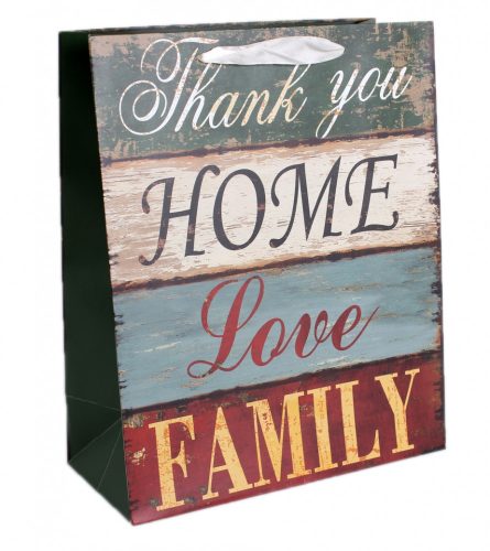 337472 PAPER GIFT BAG MATTE THANK YOU, HOME, LOVE FAMILY