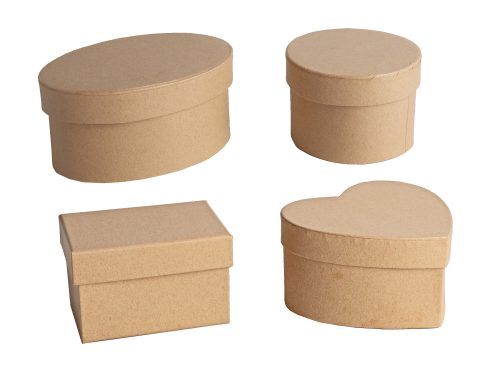 340374 PAPER GIFT BOX, SET OF 4 DIFFERENT SHAPES, NATURAL
