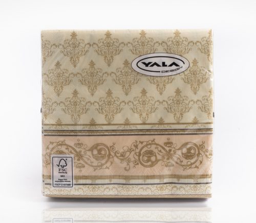343343 PAPER NAPKIN SET OF 20    3 LAYERS    PEACH/CREAM WITH PATTERN